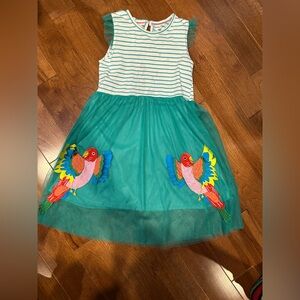 Striped Teal Parrot Dress for Kids
